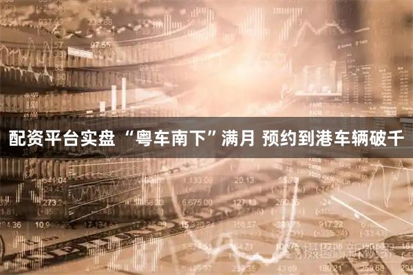 配资平台实盘 “粤车南下”满月 预约到港车辆破千