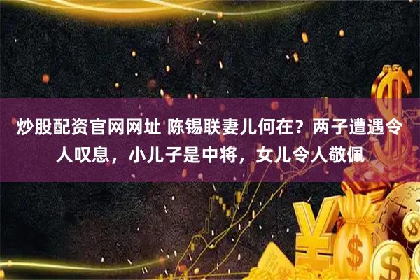 炒股配资官网网址 陈锡联妻儿何在？两子遭遇令人叹息，小儿子是中将，女儿令人敬佩